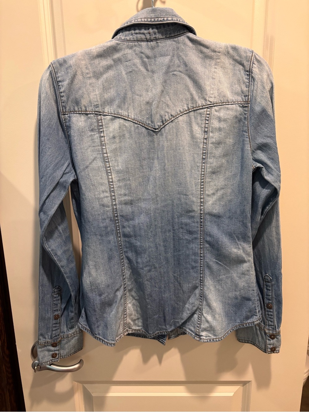 Guess Blue Denim Snap-Front Shirt - Picture 4 of 7